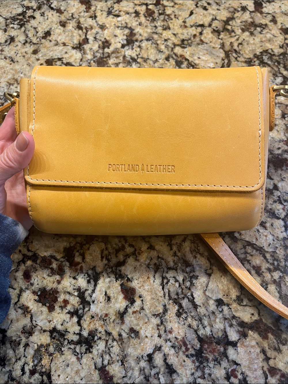 Portland Leather Yellow-Tan Crossbody Bag - Picture 2 of 5